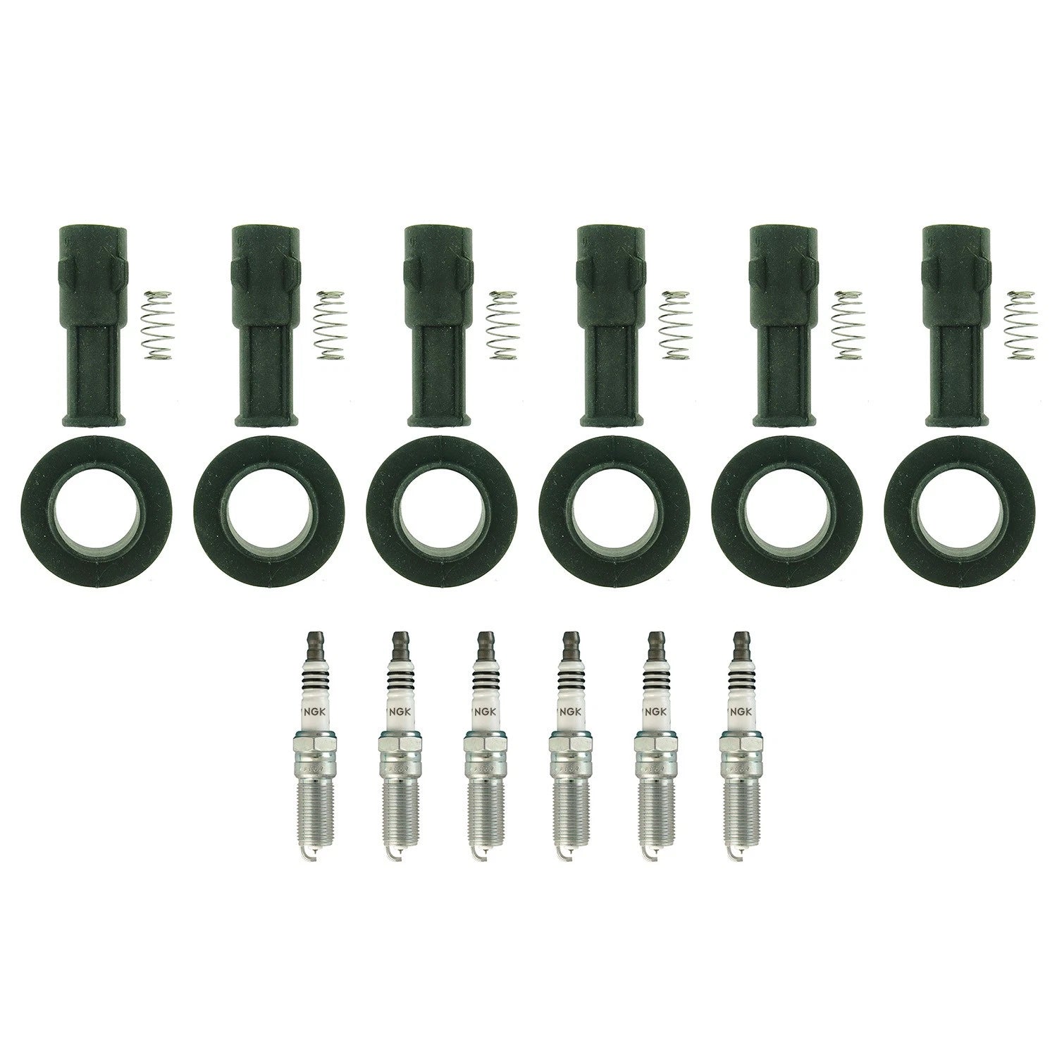 Set of 6 NGK Iridium IX Spark Plugs & Coil Boots for Acadia CTS Enclave SRX STS (2007–2016)