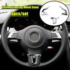 Set of 2 Chrome Steering Wheel Sticker Covers for Golf MK5 MK6 (2009–2014)