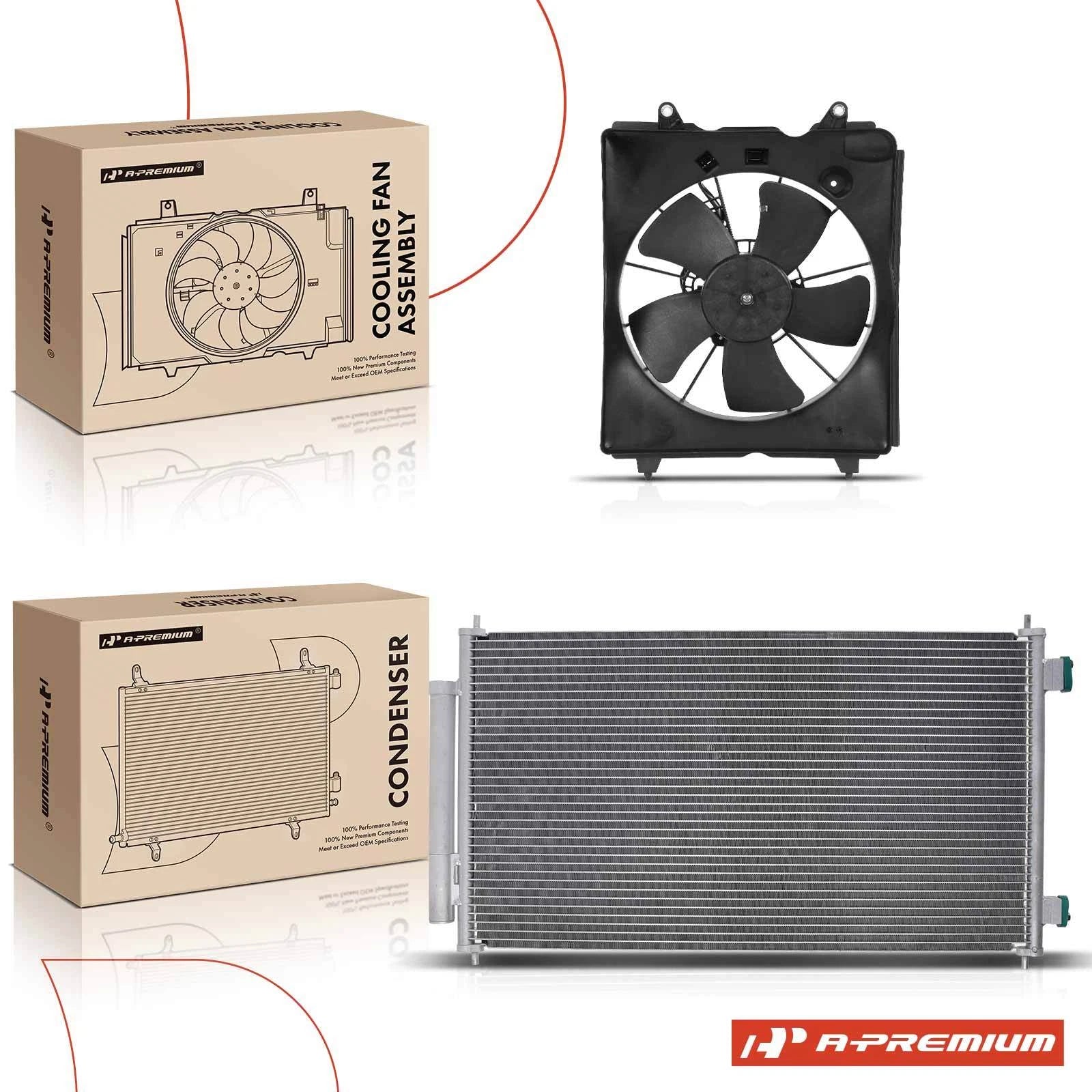 2X AC Condenser & Cooling Fan Kits for Honda CR-V (2010–2011)