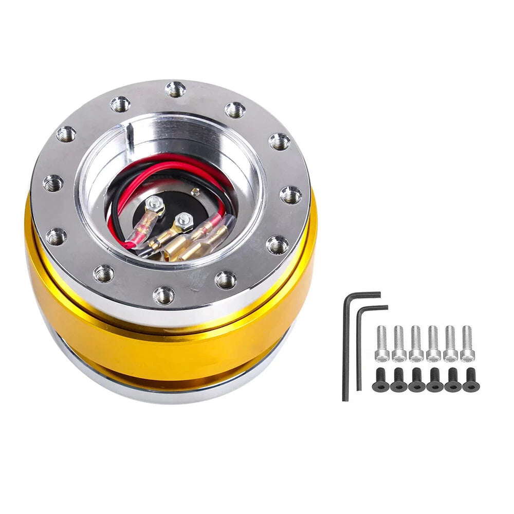 Steering Wheel Quick Release Hub Adapter Snap Off Boss Kit - Gold