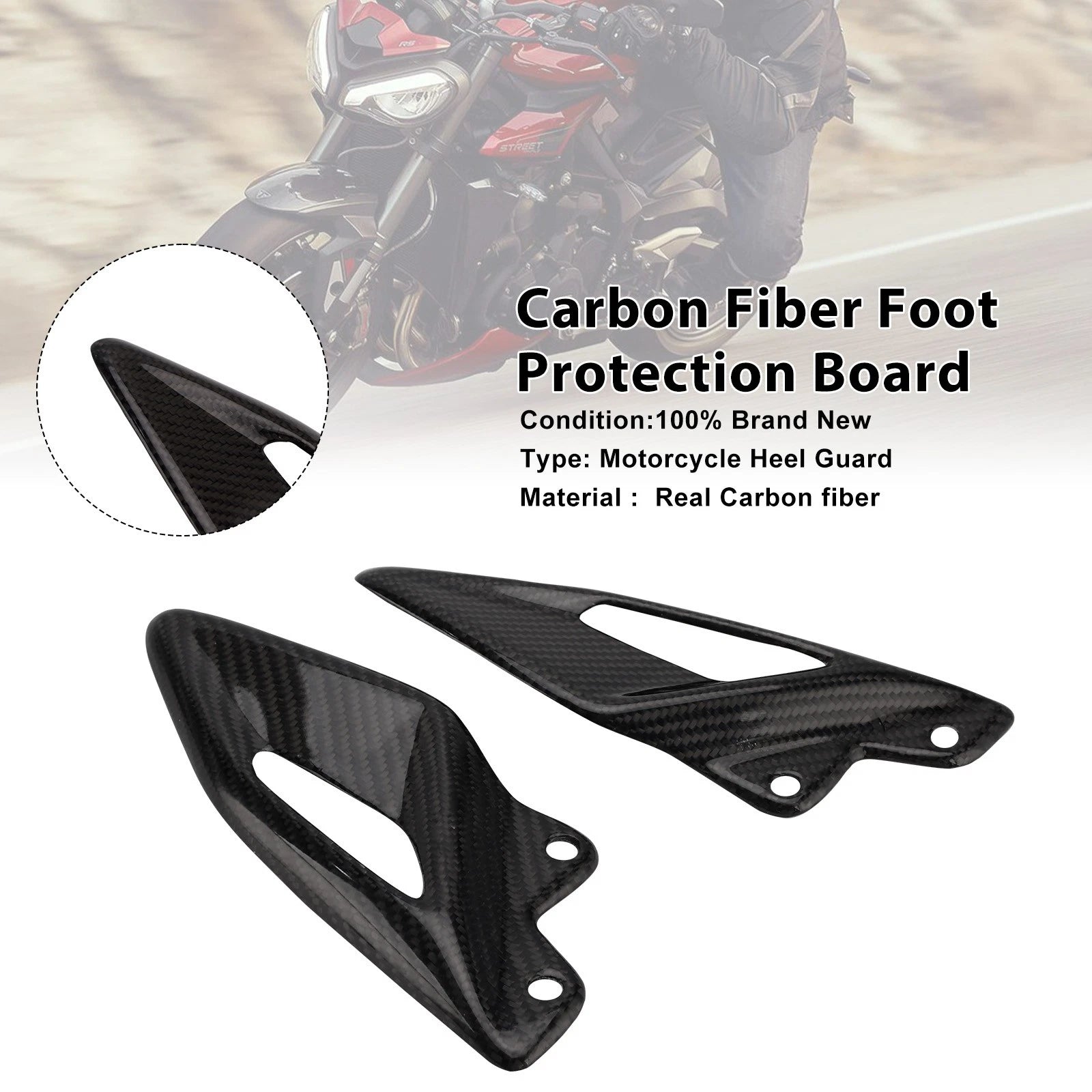 Real Carbon Fiber Foot Protection Board for Street Triple 765 RS (2016–2022)