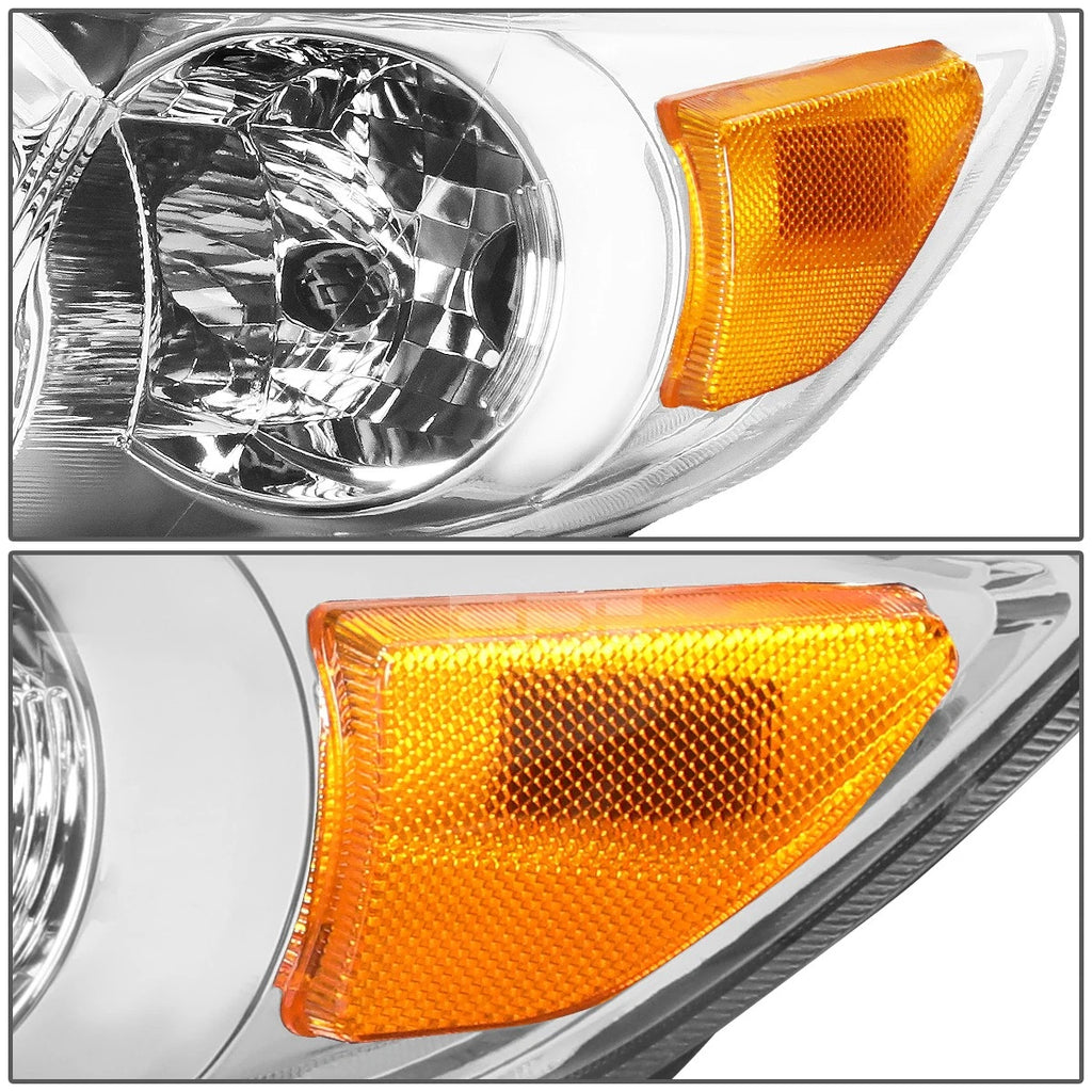 Pair of Chrome Housing Amber Corner Headlights for Toyota Corolla (2011–2013)