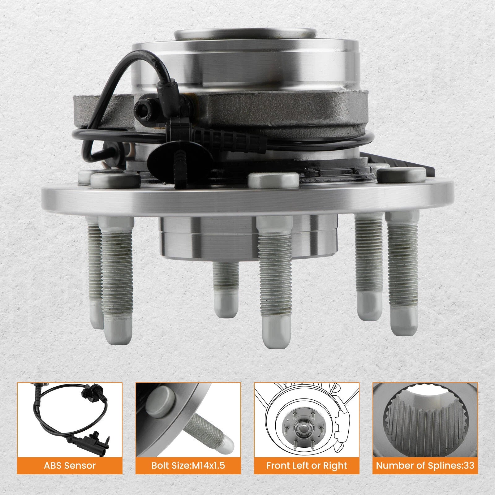 Pair Front Wheel Bearings for Chevy Silverado GMC Sierra 1500 Tahoe (2007-2023)
