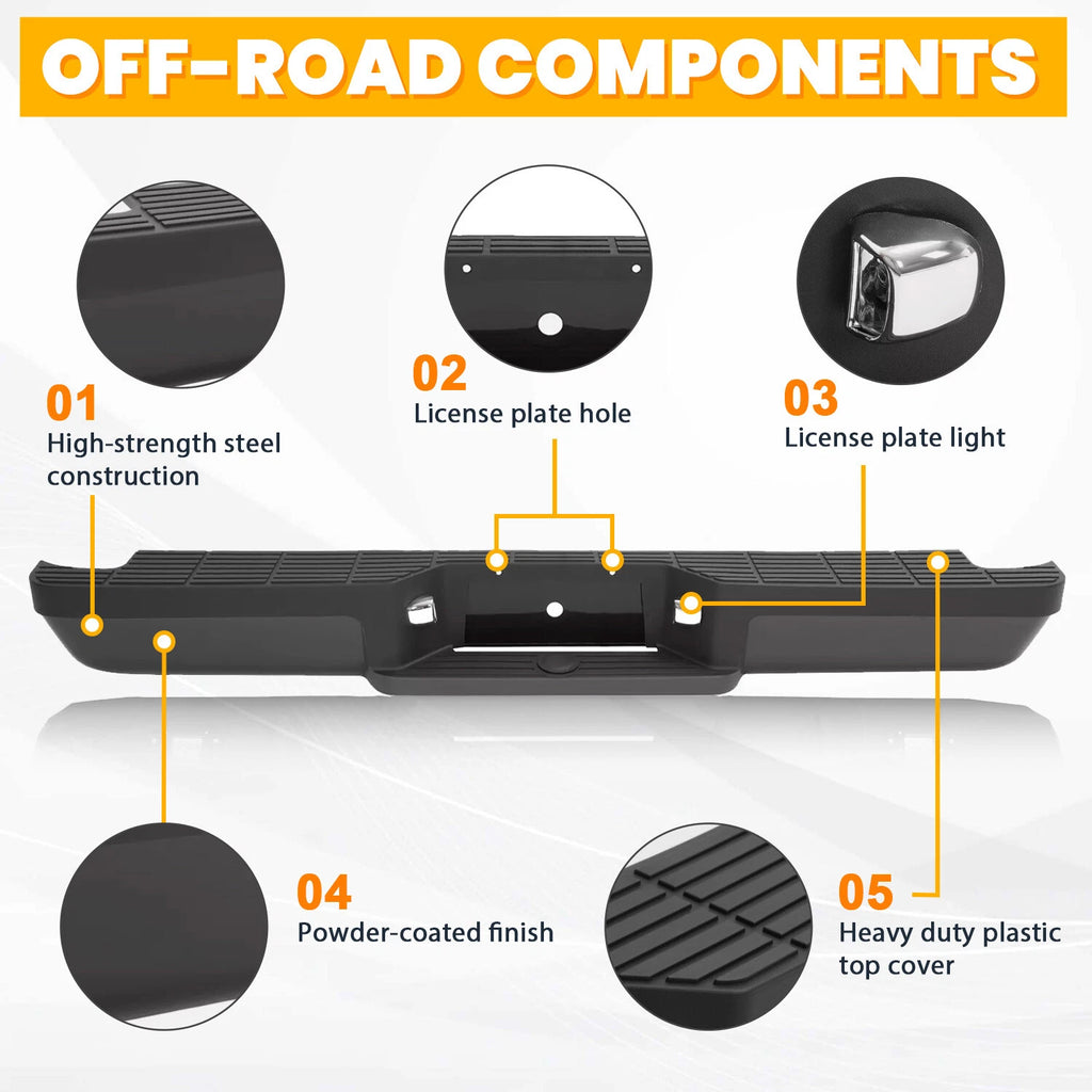 Rear Bumper Assembly Face Bar for Ford Ranger Styleside (1993–2011)