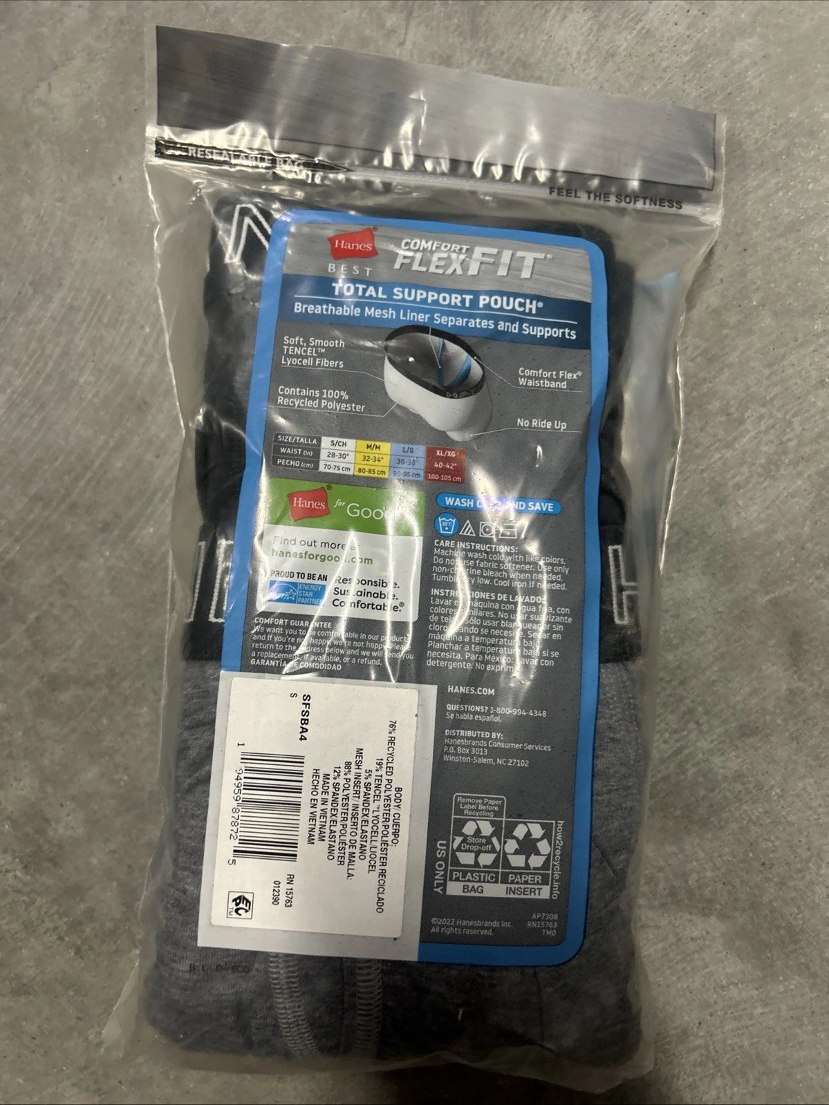 Set of 4 Boxer Briefs for Men - Comfort Flex Fit Total Support Pouch, Small