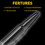 Short Antenna for Chevy Silverado Sierra (50 Caliber, Black Chrome)
