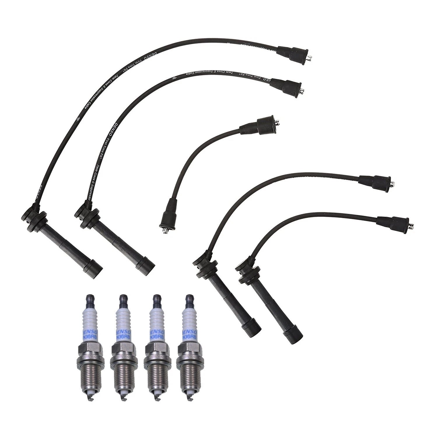 Denso 7mm Wire Set & 4 Double Platinum Spark Plugs for Geo Chevy L4