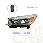 Driver Side Halogen Headlight for Ford Escape (2017–2019) Chrome LH