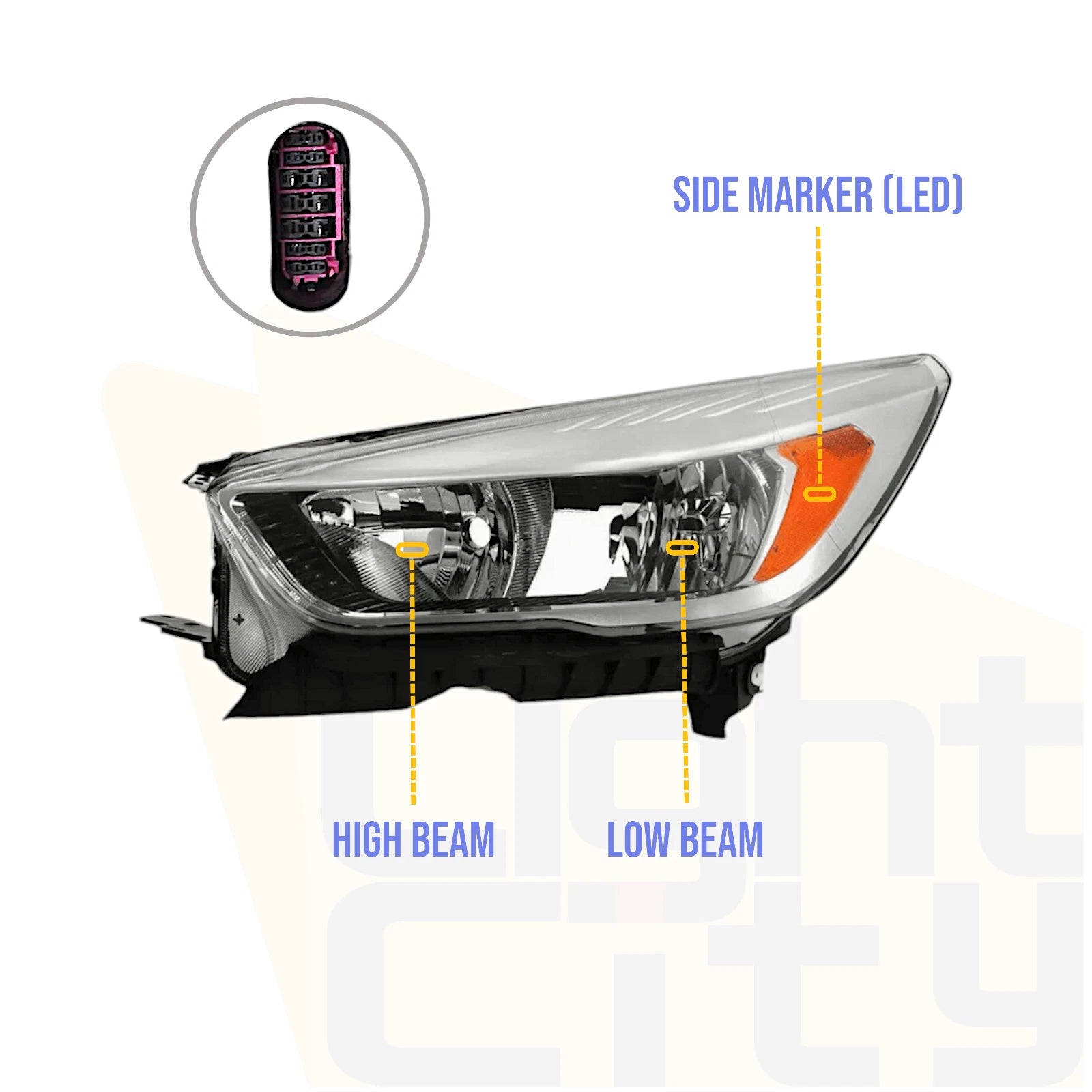Driver Side Halogen Headlight for Ford Escape (2017–2019) Chrome LH