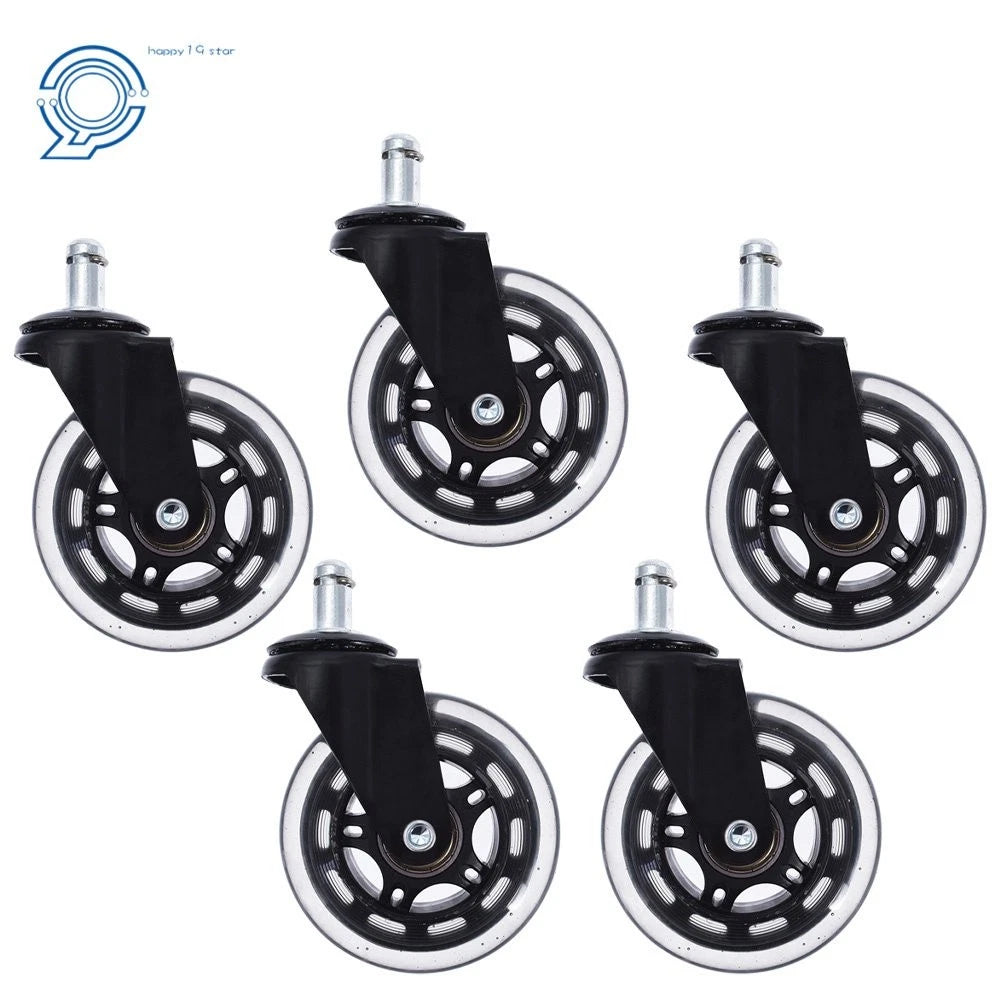 Set of 5 Rubber Swivel Wheels for Office Chair