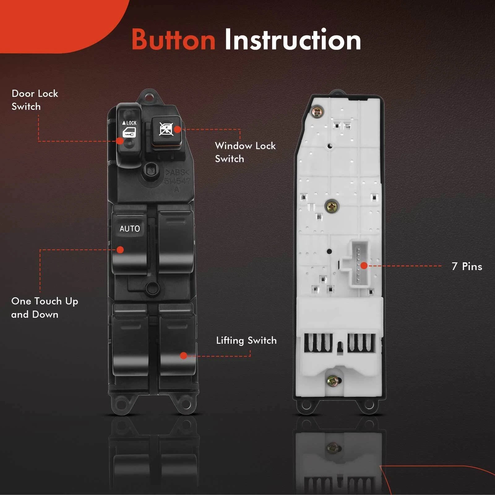 Front Left Power Master Window Switch for Toyota RAV4 (1998-2000)