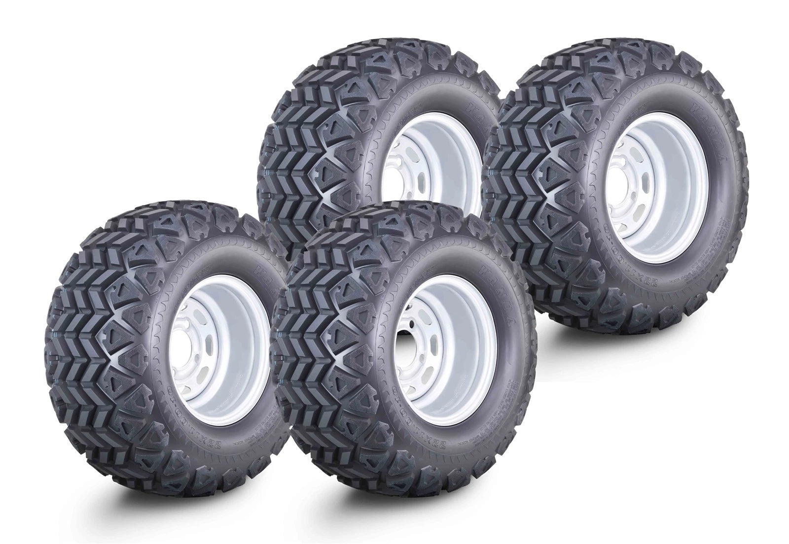Set of 4 Golf Cart Tire Assembly 22X11-10 w/4x4" PCD ET-15.5 Silver Wheel
