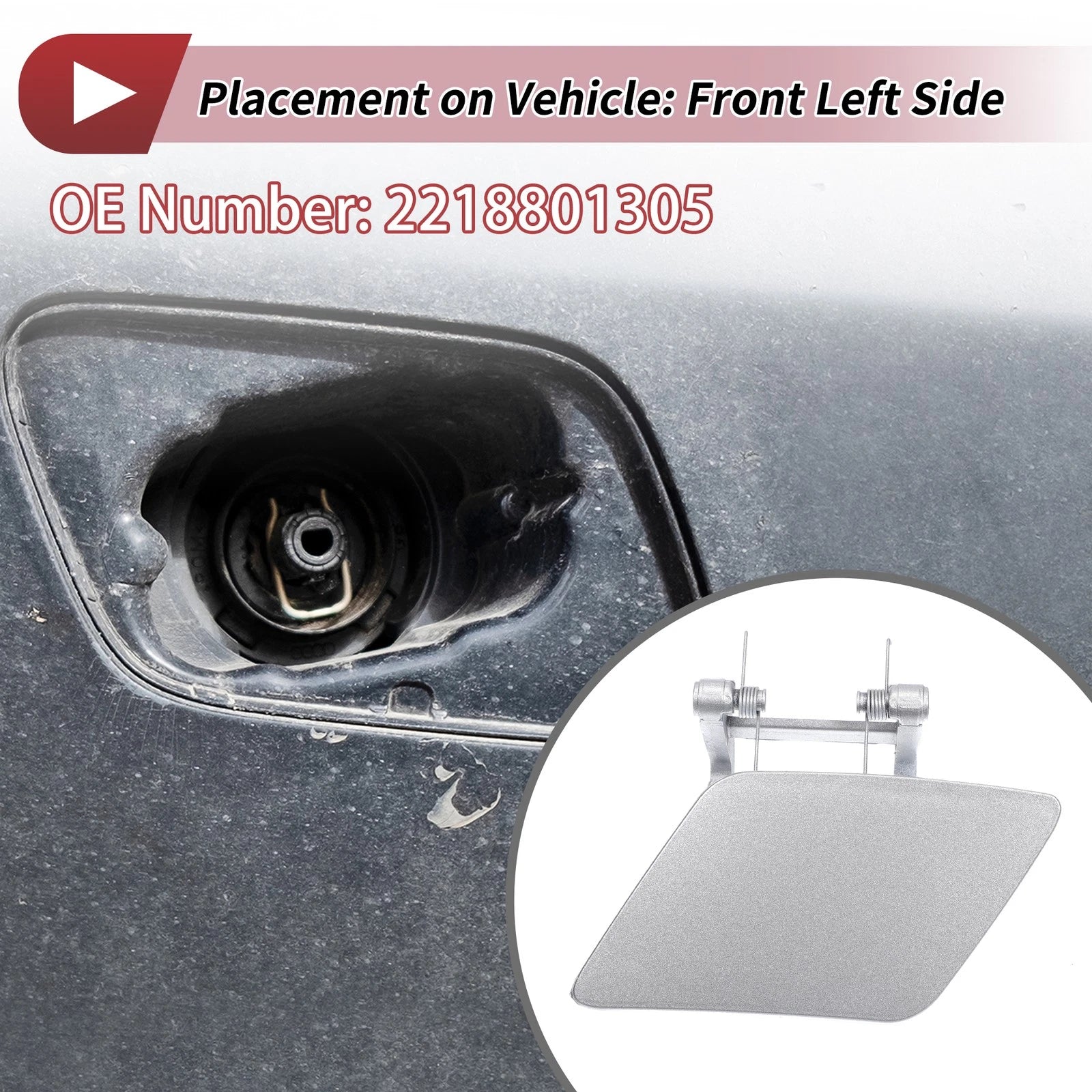 Front Left Washer Nozzle Cover Cap for Mercedes-Benz S350 (2012–2013) Silver Tone