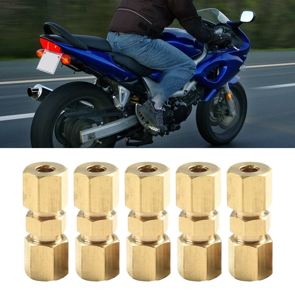 Brass Brake Line Compression Fitting Unions 3/16" OD 5pcs