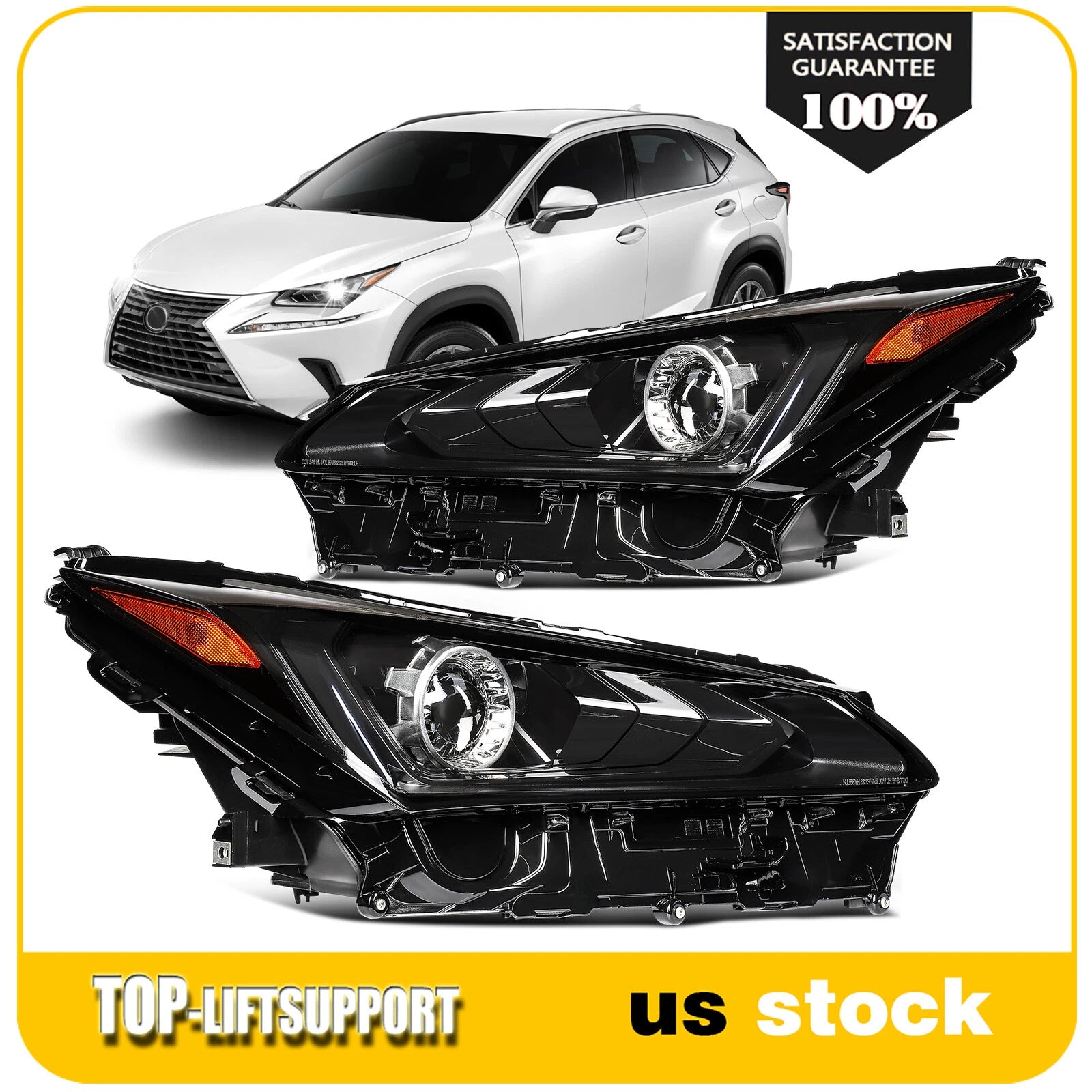 Pair LED Headlights for Lexus NX300 NX300h (2018–2021) w/Projector
