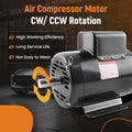 7.5HP Electric Motor for Air Compressor 230V 30A CW/CCW Rotation 184T Frame