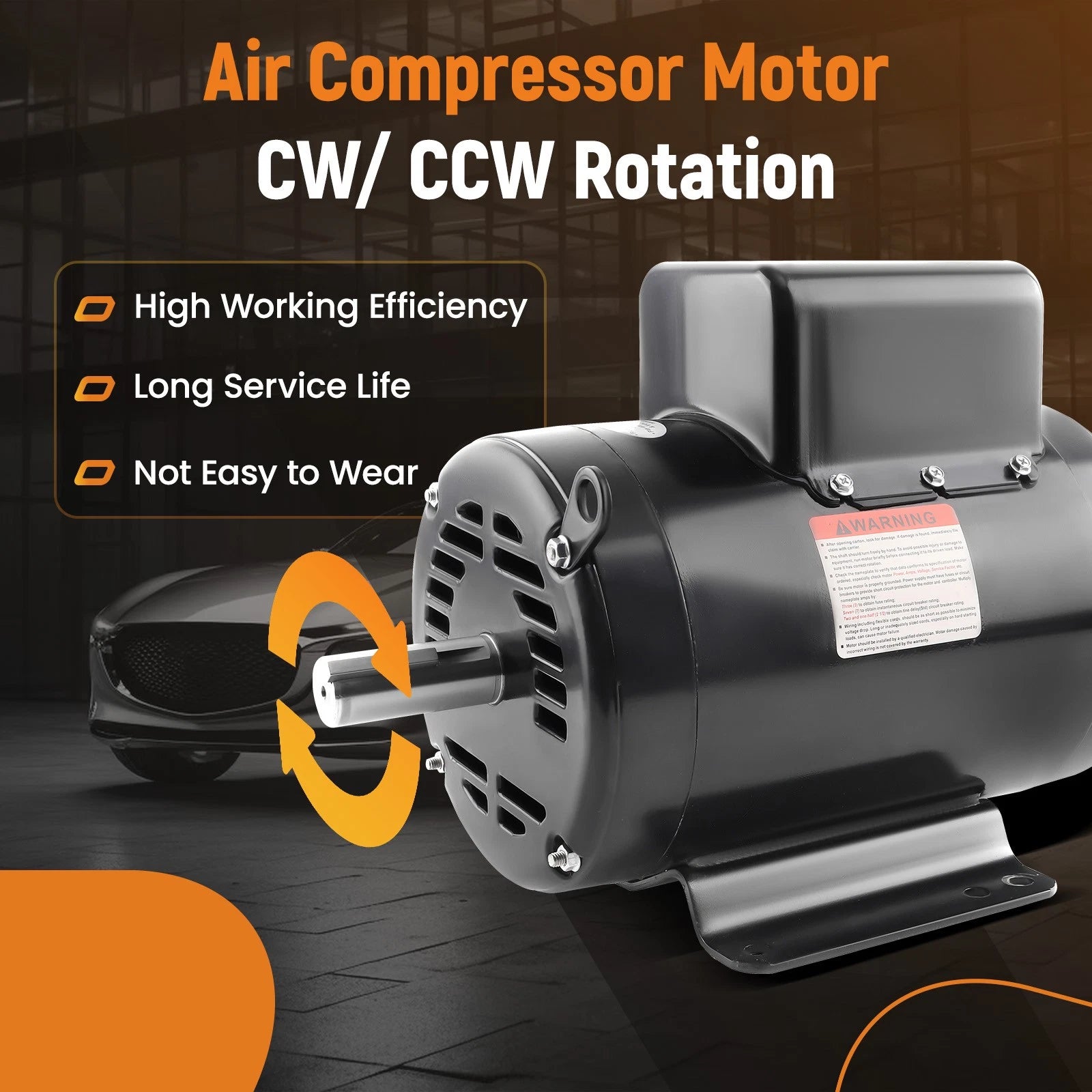 7.5HP Electric Motor for Air Compressor 230V 30A CW/CCW Rotation 184T Frame