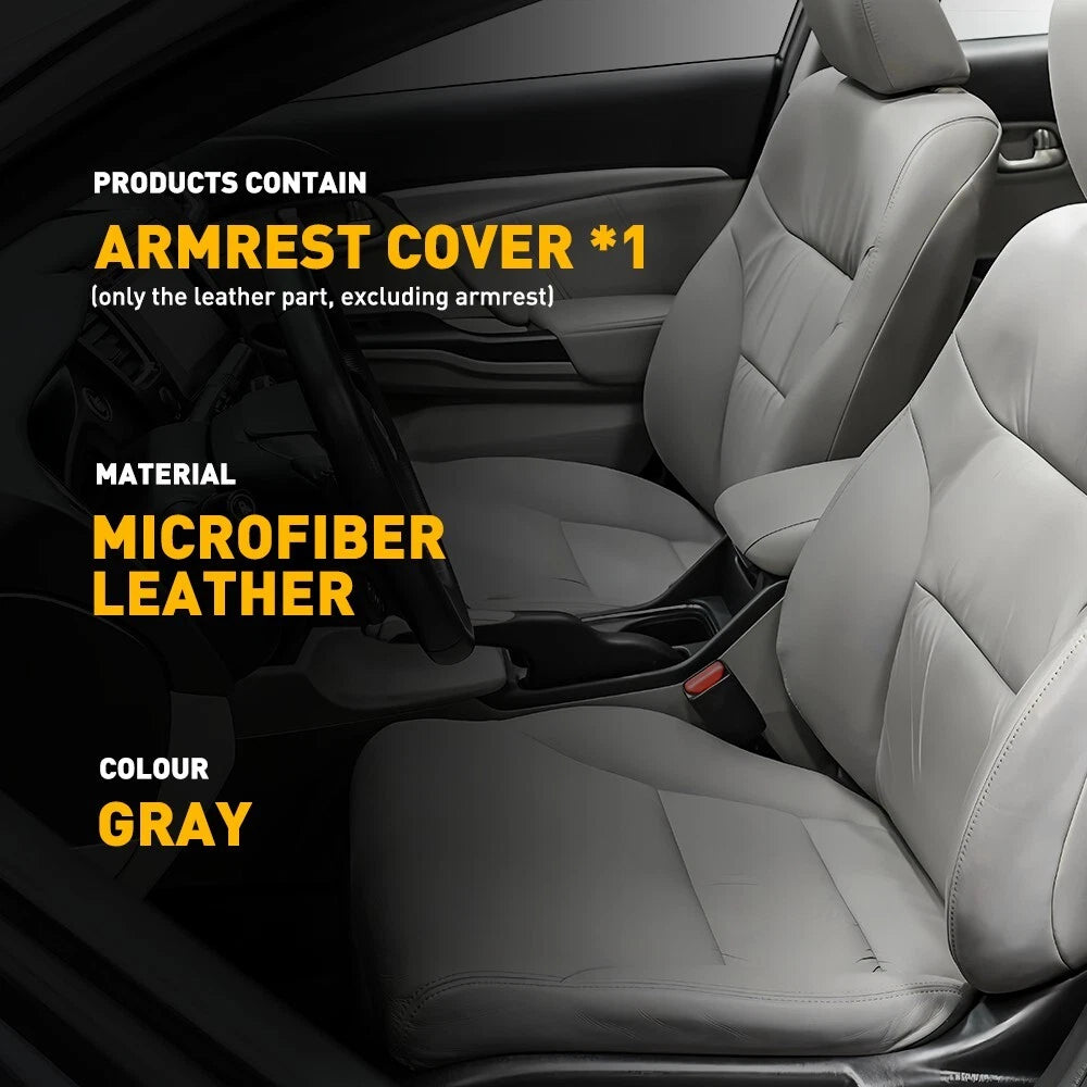 Leather Console Lid Armrest Cover for Hyundai Sonata (2015–2019) Gray Stitch