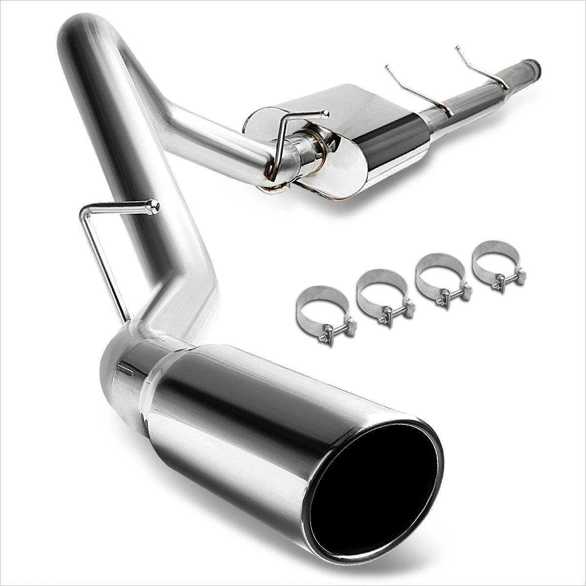 4" Round Tip Muffler Catback Exhaust for Silverado/Sierra 1500 (2007–2013)