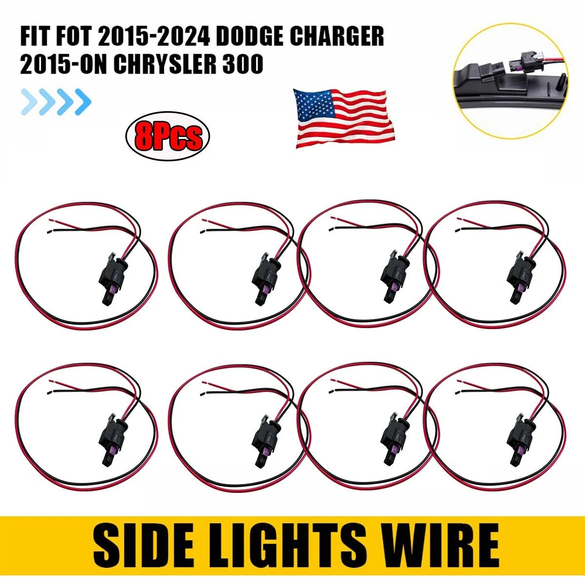 8X Side Marker Light Wiring Harness Connector for Dodge Charger (2015–2024)