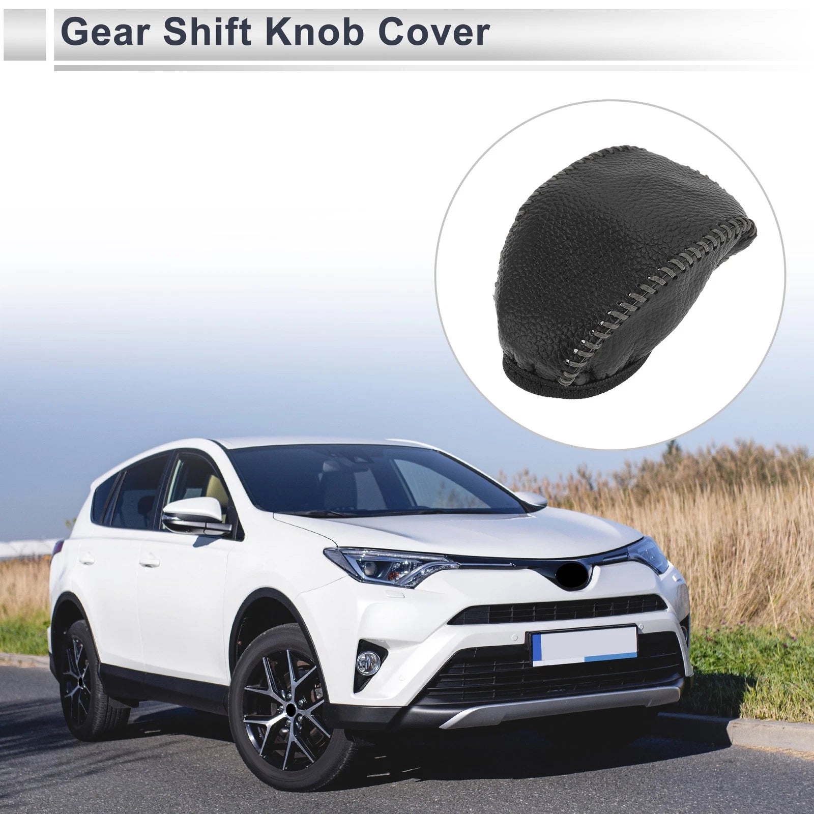1 Pc Gear Shift Knob Cover for Toyota RAV4 (2019–2024) Pebbled Black Gray