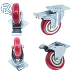 4 Pack Heavy Duty 4" Swivel Casters with Brakes for Various Applications