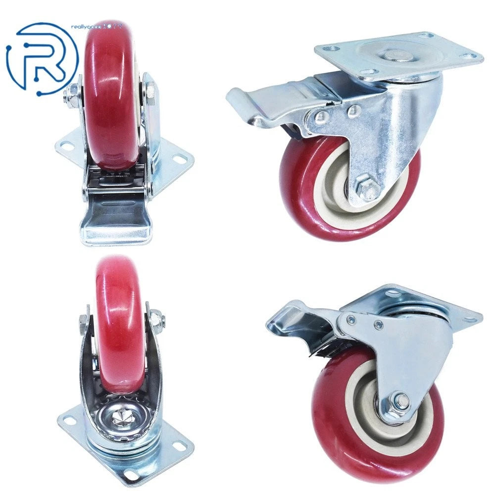 4 Pack Heavy Duty 4" Swivel Casters with Brakes for Various Applications