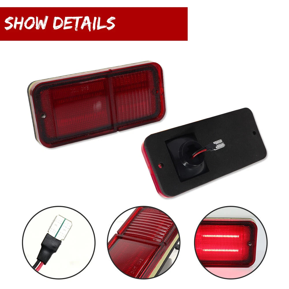 2X Red LED Rear Side Marker Lights for Chevy GMC C/K Pickup (1968–1972)