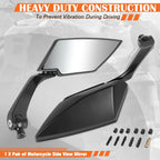 2X Rear View Side Mirrors for Universal Naked Bikes (Black)