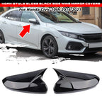 2X Gloss Black Side Wing Mirror Cap Covers for Honda Civic (2016–2021)