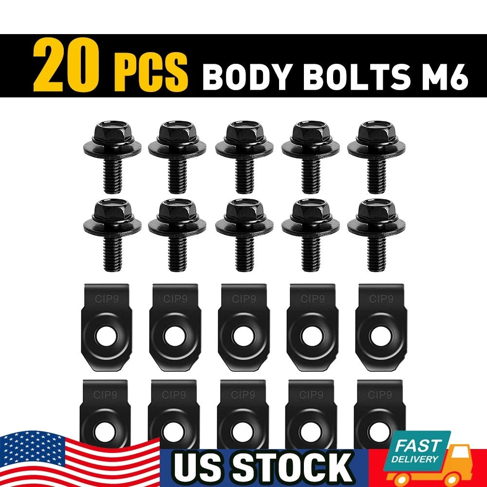 Set of 20 Body Bolts and U-nut Clips for GM Truck