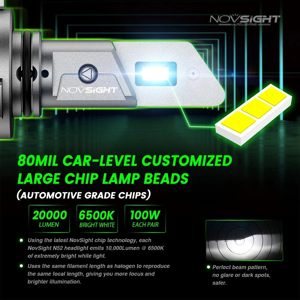 4X 9005 9006 LED Headlight Bulbs for CANbus Ready Vehicles (6500K White)