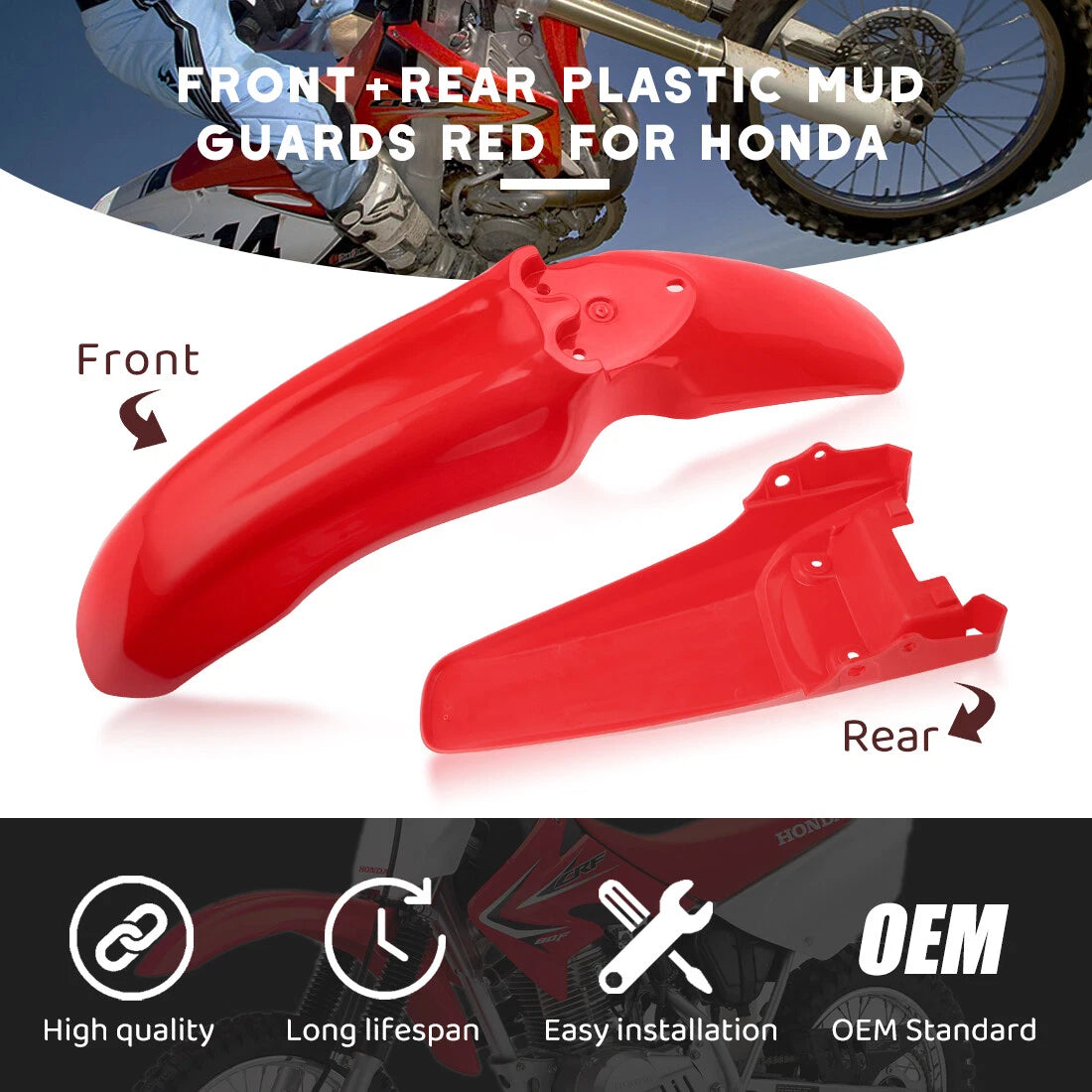Fender Mud Guard Set for Honda CRF80F CRF100F (2004–2008)