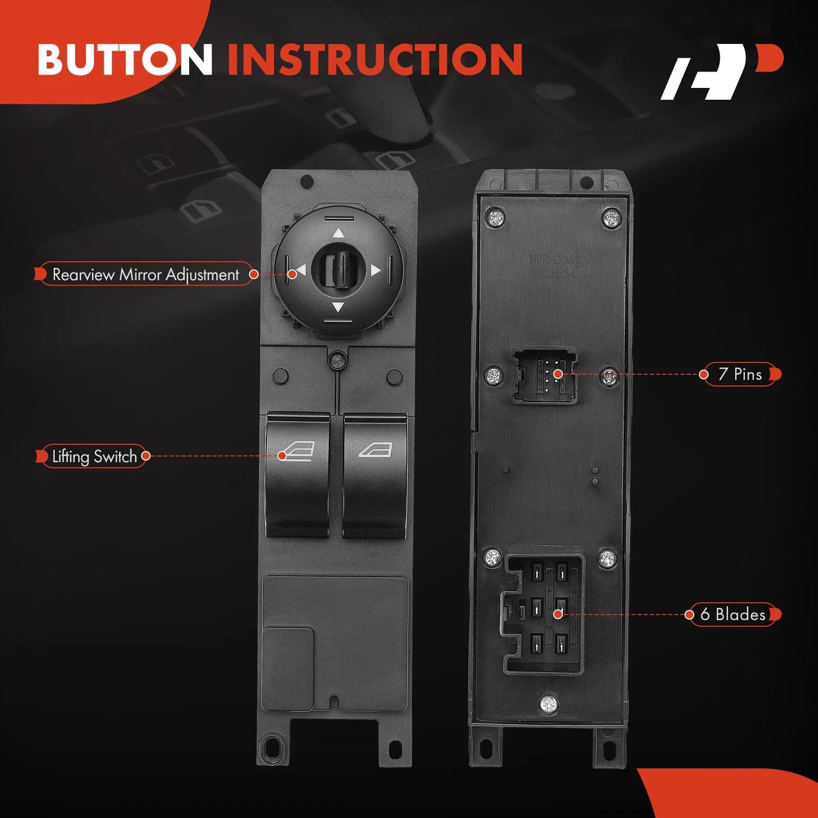 Front Left Power Window Switch for Ford Focus (2012-2018)