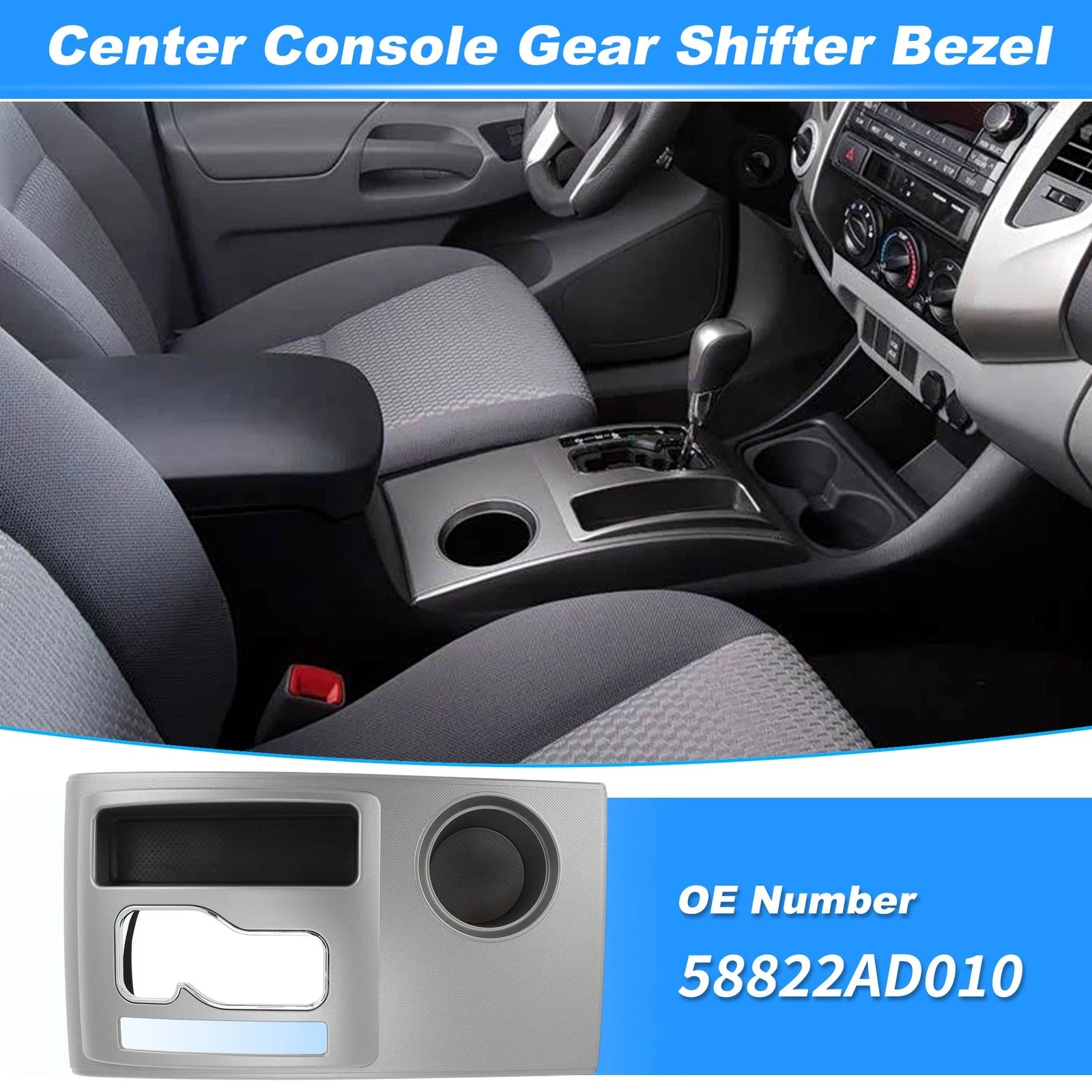 Gear Shifter Bezel Panel Cover for Toyota Tacoma (2005–2015) No.58822AD010 Silver Tone