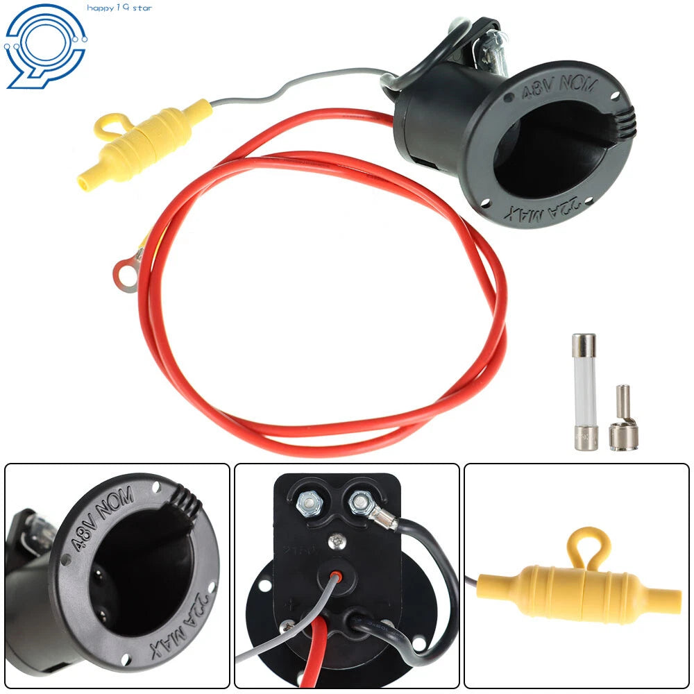 48 Volt DC Charger Receptacle & Fuse Kit for Club Car Golf Cart (N/A) #1018468-01