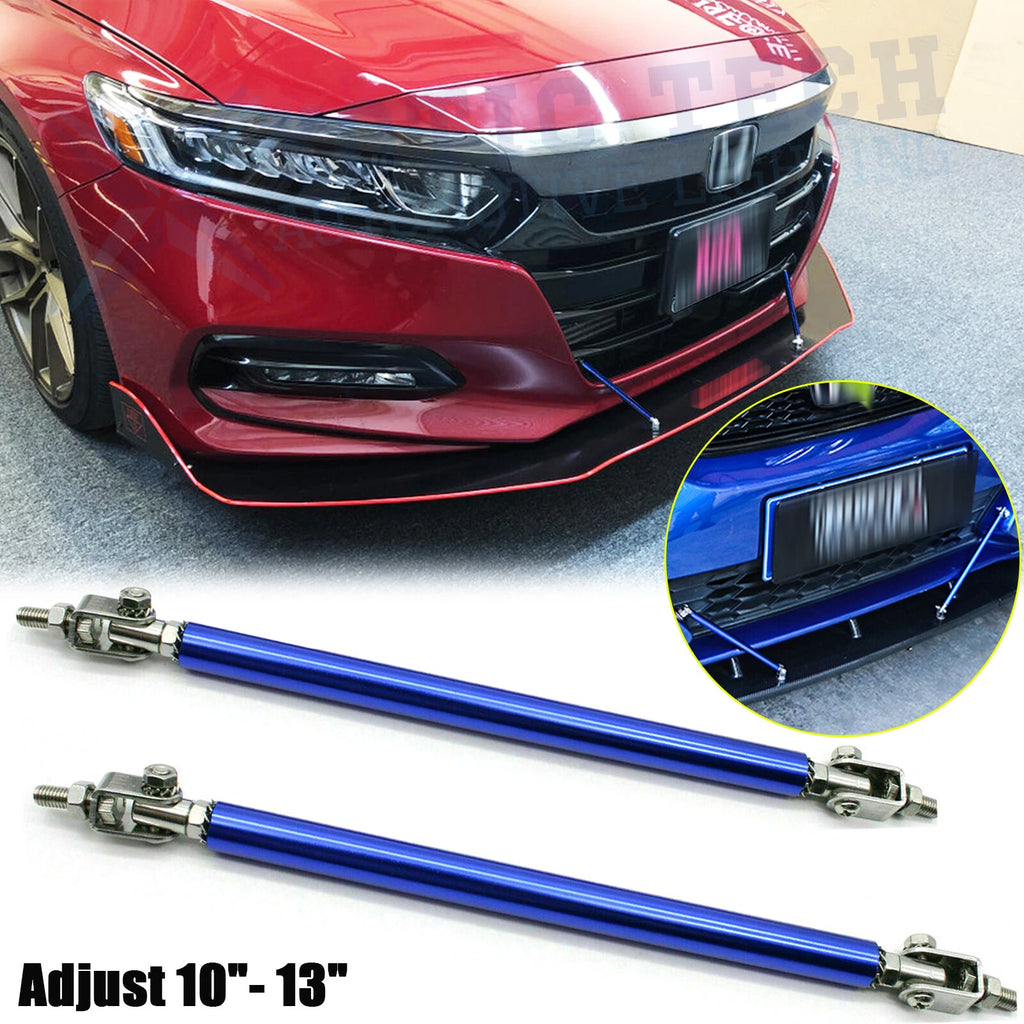 Blue Front Bumper Lip Splitter Strut Rod Support Bars for Honda (2010–2013)