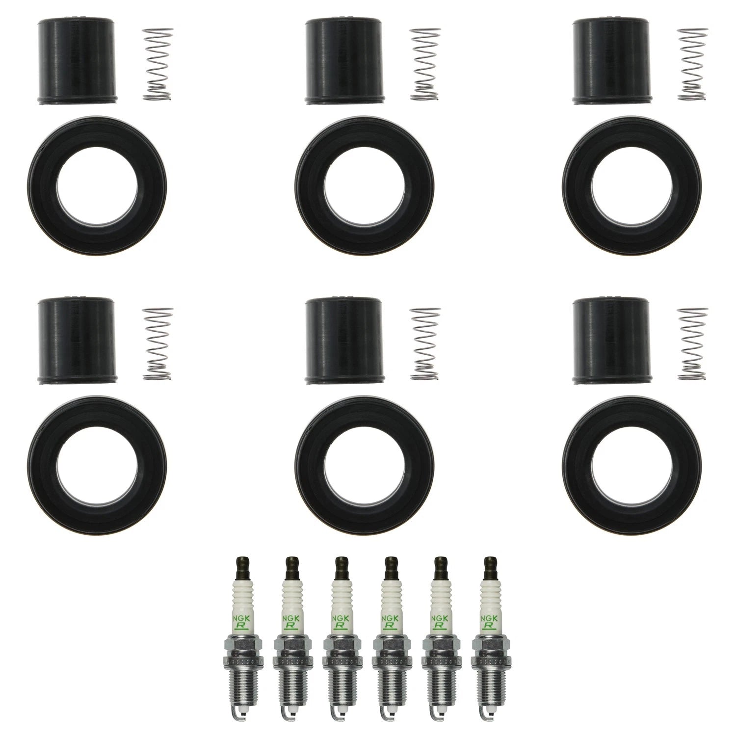 Set of 6 NGK V-Power Spark Plugs & Coil Boots for Acura CL TL Type-S (2001–2003)