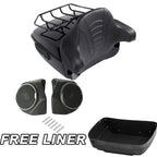 Black King Trunk Top Luggage Rack Pad Speakers for Harley Touring Glide (2014–2026)