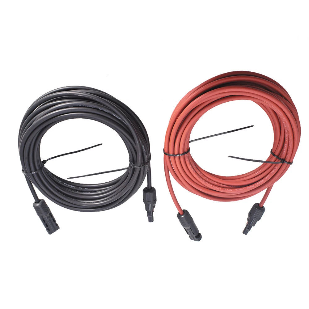 1 Pair Solar Panel Extension Cable for Universal Use (30ft, 12AWG)