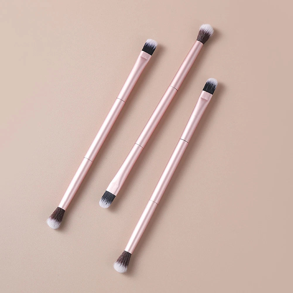 Set of 2 Pink Dual Ended Makeup Brushes for Eye Blending and Face Definition