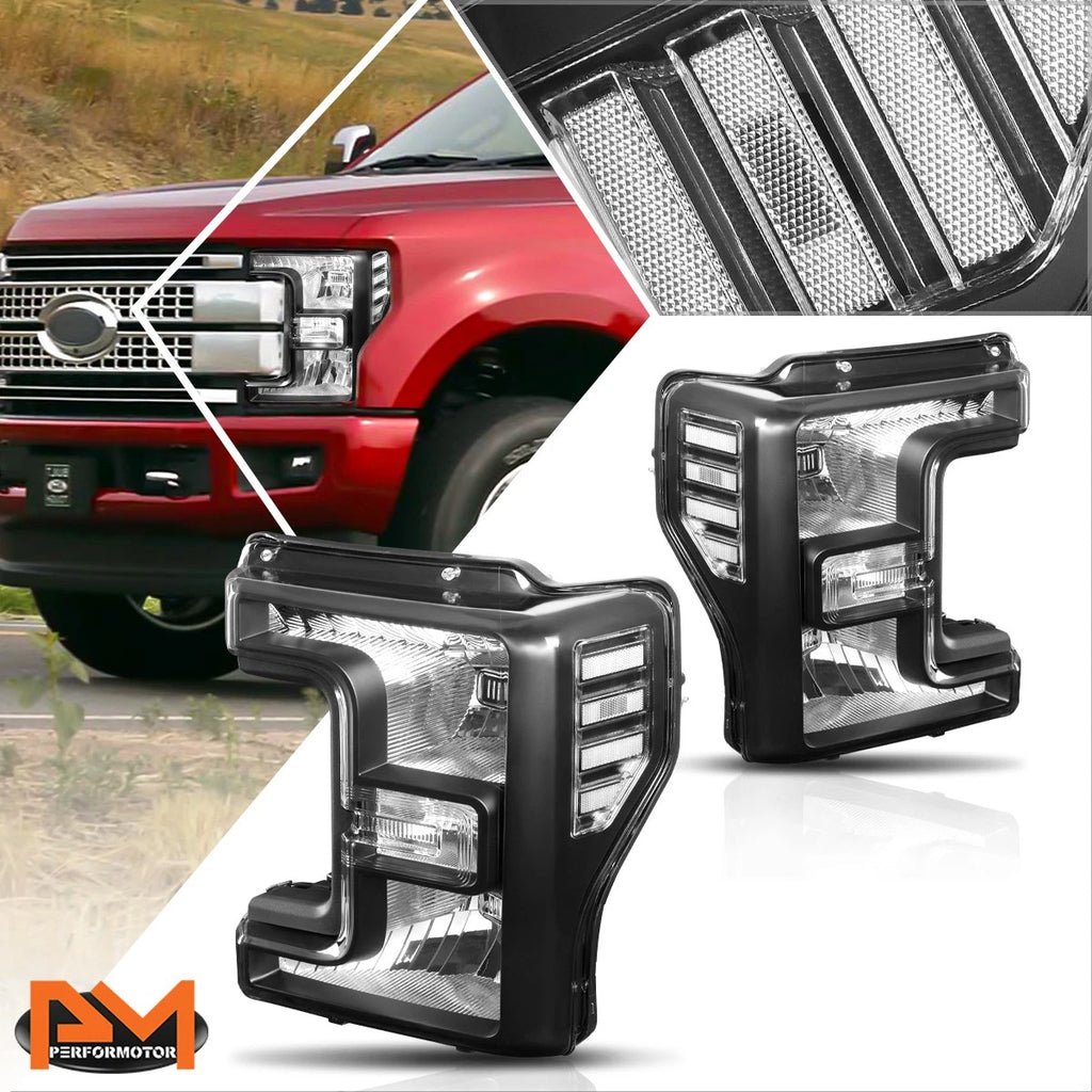 Headlight Lamps for Ford Super Duty (2017–2019) Black Housing Clear Corner