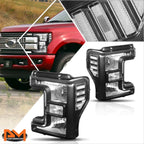 Headlight Lamps for Ford Super Duty (2017–2019) Black Housing Clear Corner