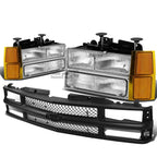 8PC Chrome Headlight, Bumper, Corner, Mesh Grille for Chevy C10 C/K (1994–1998)