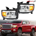 Set of 2 Front Headlights for GMC Canyon (2015–2022) Halogen with LED DRL Chrome
