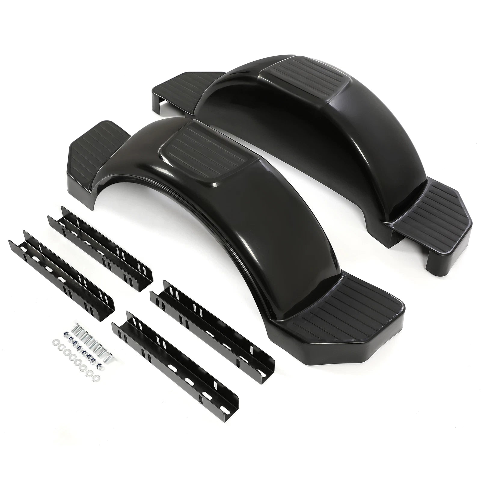 Set of 2 Glossy Black Single Axle Trailer Fenders for 13" Wheels