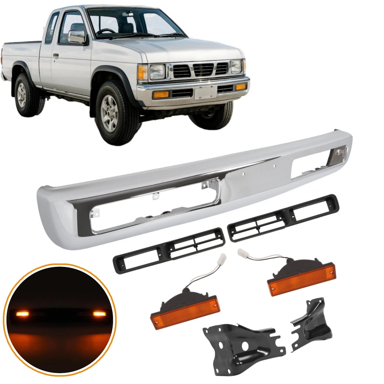 Front Bumper Grille Turn Light Bezel for Nissan Pickup D21 (1993–1997)
