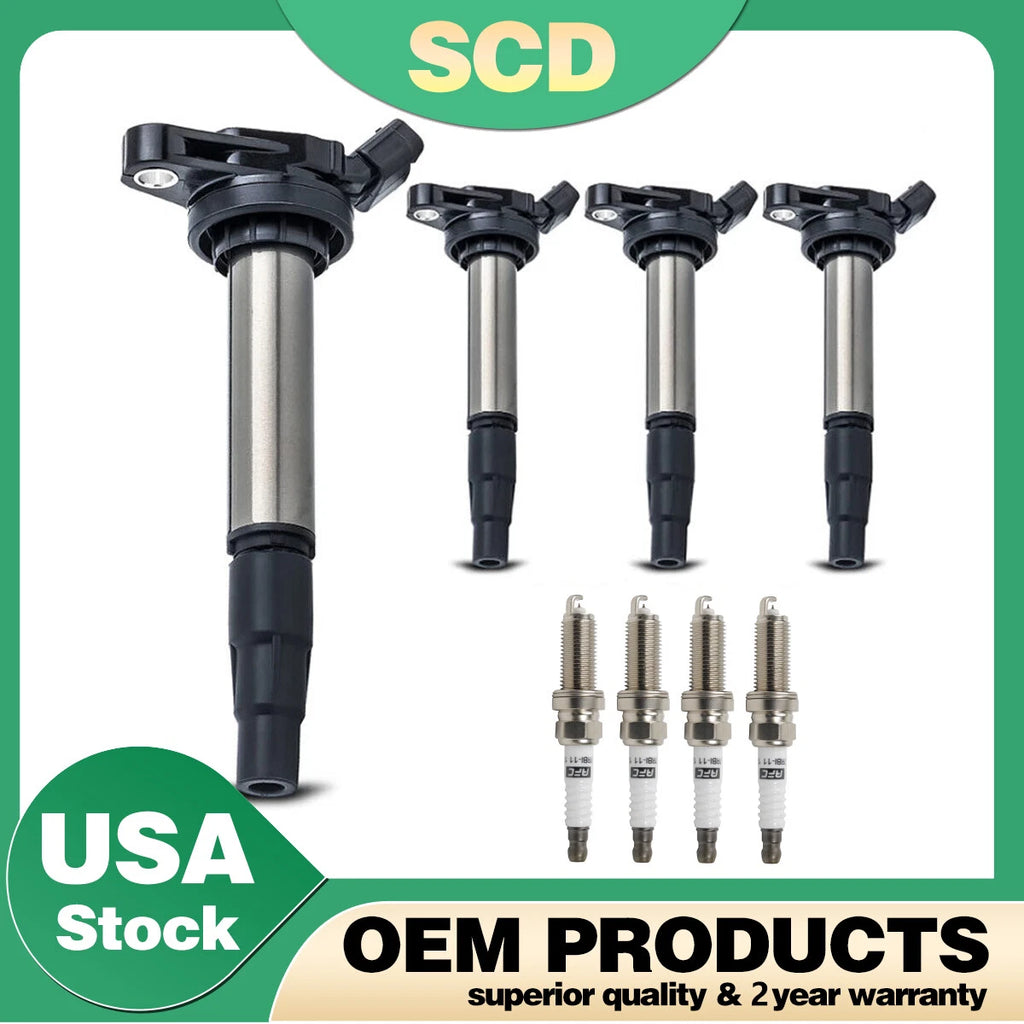 Set of 4 Ignition Coils & 4 Spark Plugs for Toyota Matrix Corolla 1.8L (2003–2008)