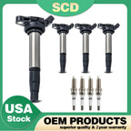 Set of 4 Ignition Coils & 4 Spark Plugs for Toyota Matrix Corolla 1.8L (2003–2008)