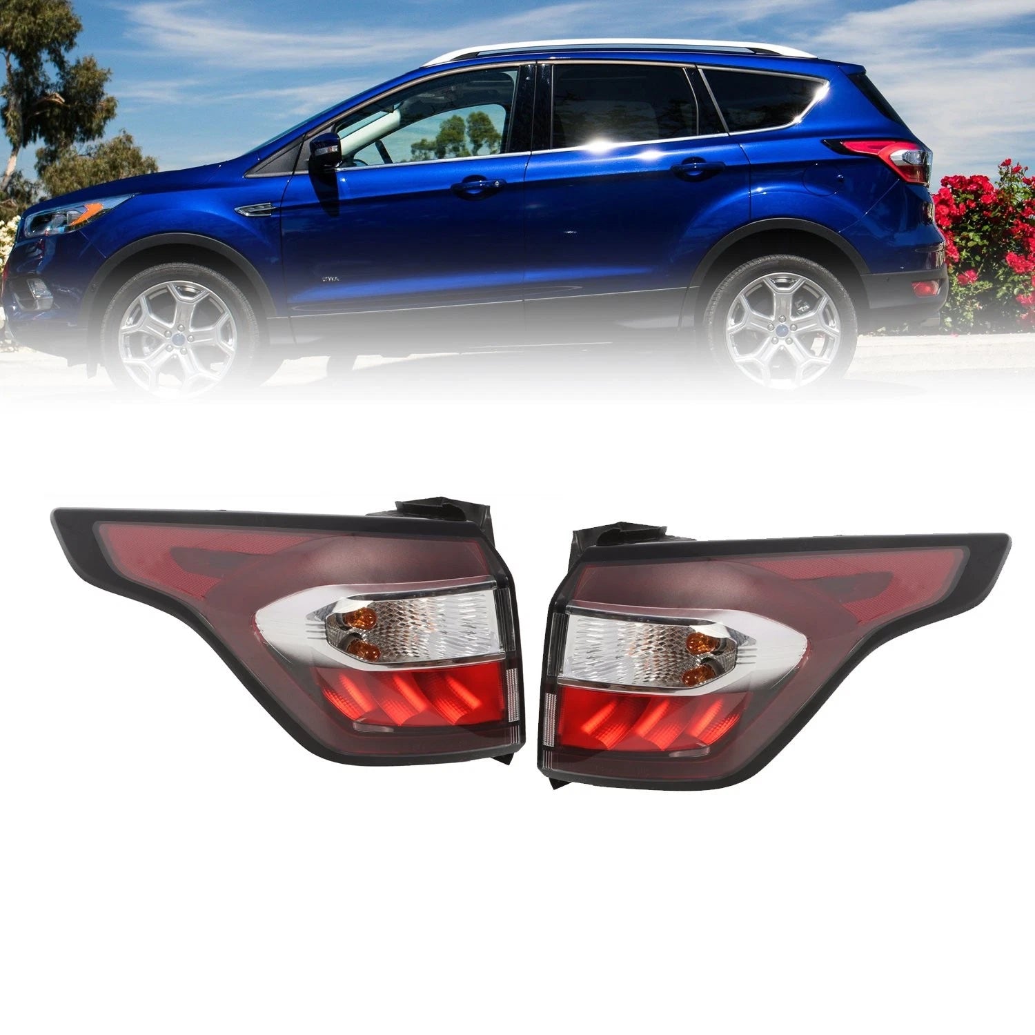 Set of 2 Outer Tail Light Rear Brake Lamps for Ford Escape Kuga (2017–2019)